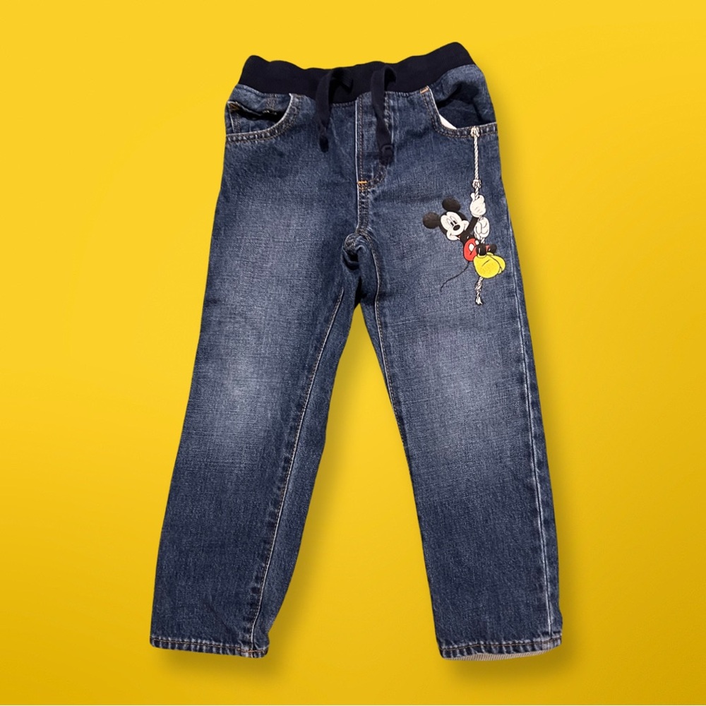Gap jeans with Mickey Mouse. Size 5 slim Boys.
